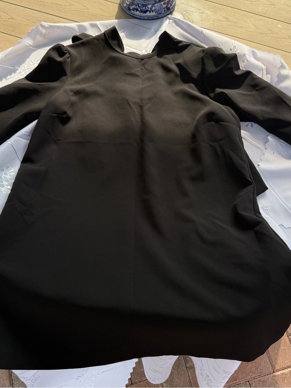 Halogen Black Long Sleeve Tie Neck Shift Dress Size Medium